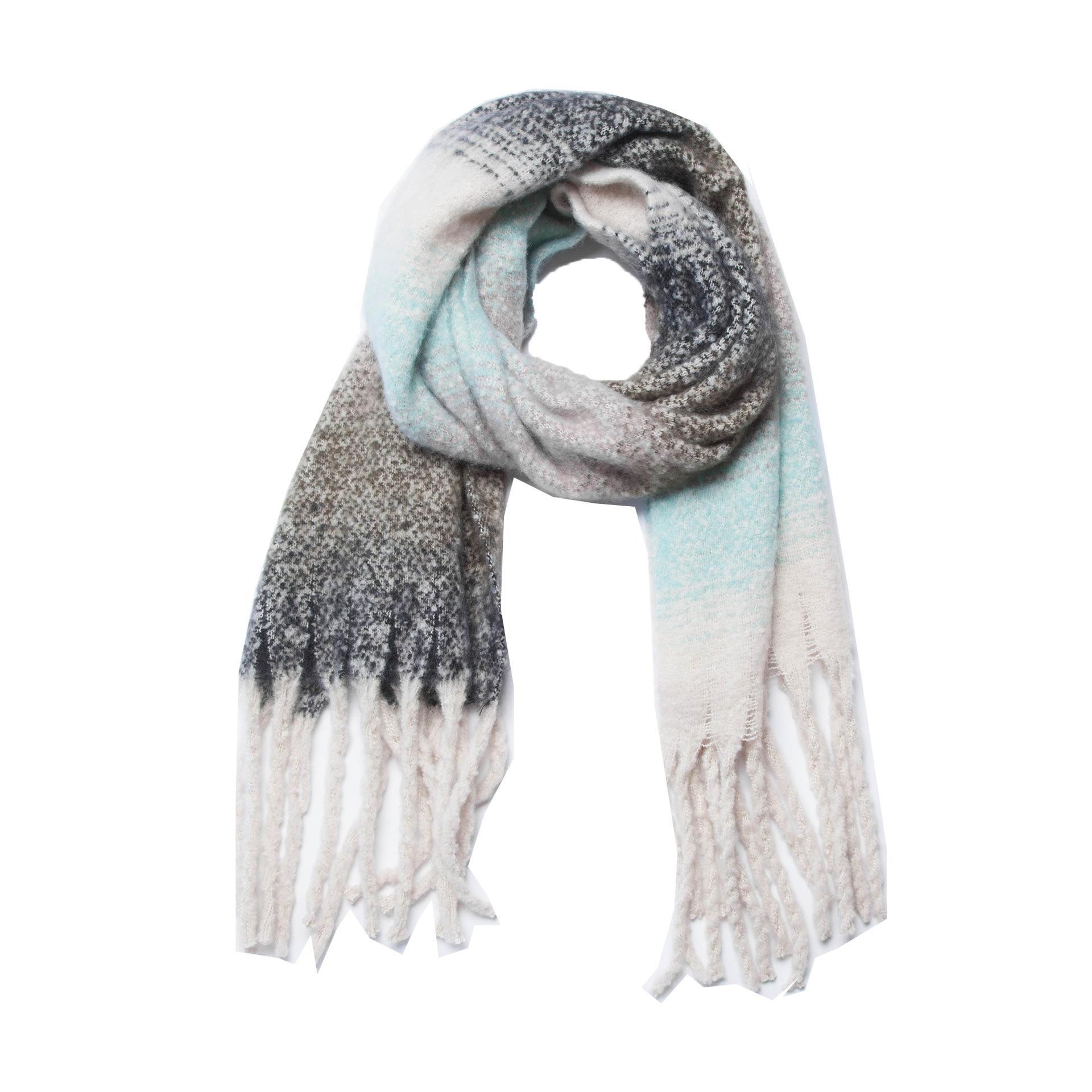 Осенне-зимний толстый шарф с градиентом и кисточками, женская шаль 07#