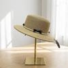 Classic Round Brim Weaving Hat With Elegant Embroidery And Adjustable Fit For Spring