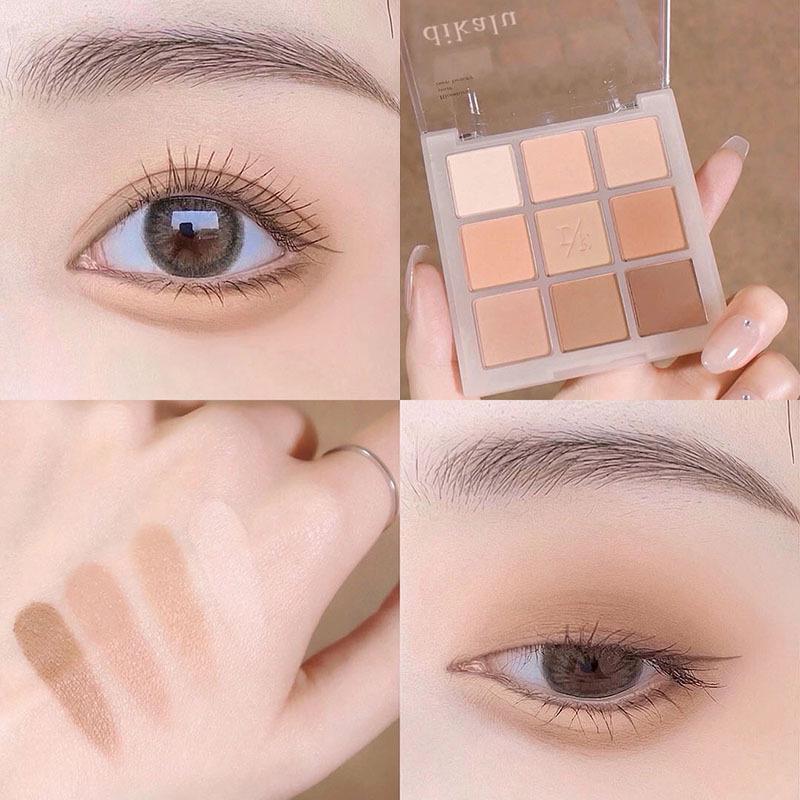 

DIKALU Nine-Color Transparent Acrylic Eyeshadow Palette - Shimmer & Matte Milk Tea Nude Shades