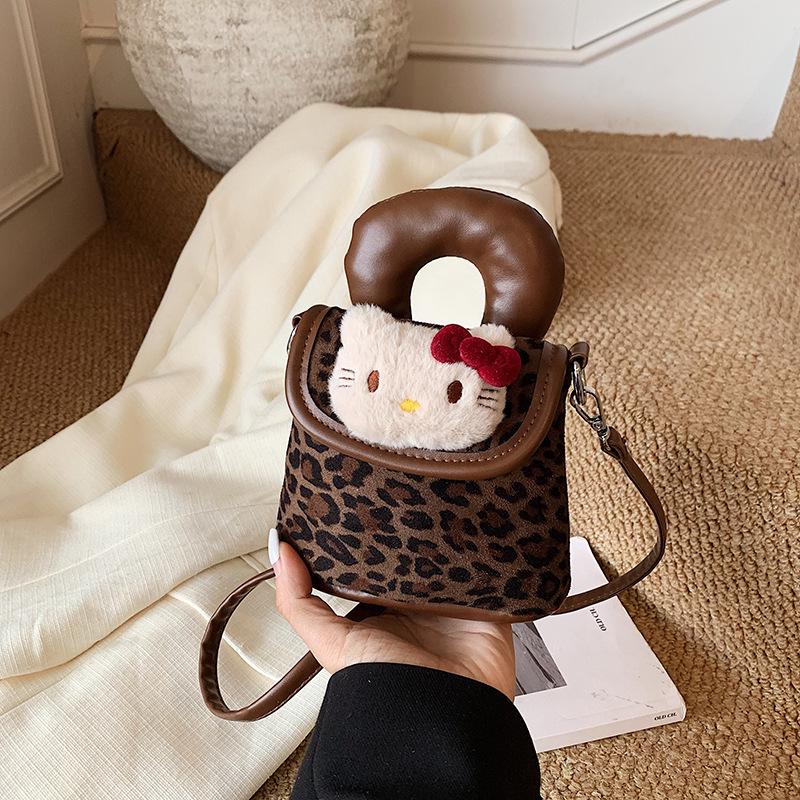 

Leopard Print Kitten Handbag - Girls Autumn/Winter Fashion Crossbody Bag 15*8*13.5cm кавовий