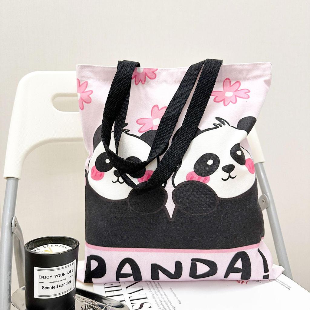 Panda Huahua Canvas Shoulder Bag - Chengdu Souvenir School Book Tote