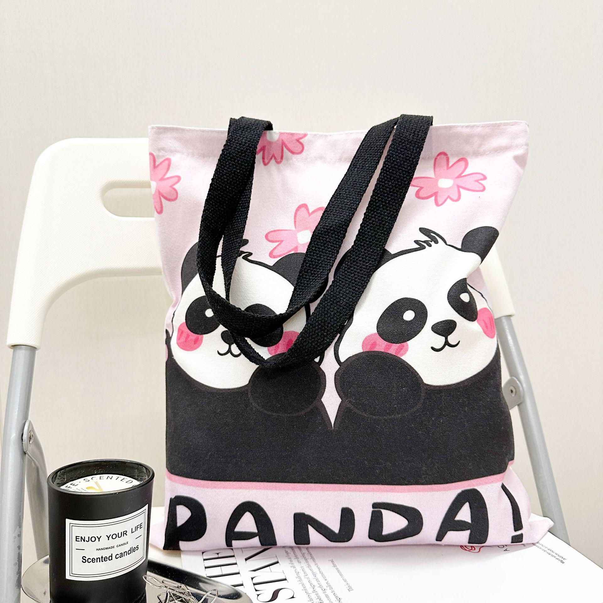 

Panda Huahua Canvas Shoulder Bag - Chengdu Souvenir School Book Tote