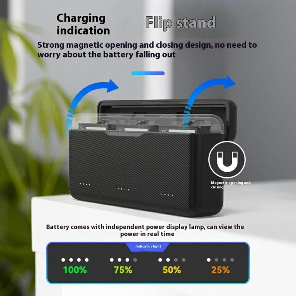 TELESIN S0-BCG-02-TDJ DJI Fast Charging Box For Osmo Action 5 Pro/Action 4/Action 3 , Battery Charging Case with TF Card Storage