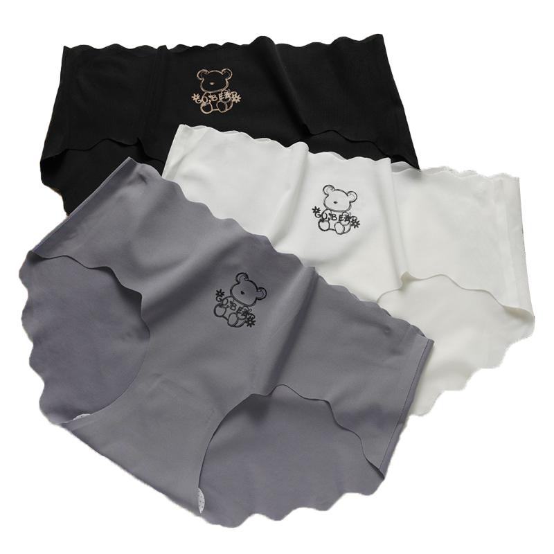 Damskie cienkie falowane bezszwowe majtki z jedwabiu lodowego oddychające szybkoschnące wzory drukowane z czystej bawełny w kroku damskie majtki