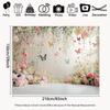 2D Pastel Floral Backdrop, Delicate Hanging Flowers and Colorful Butterflies