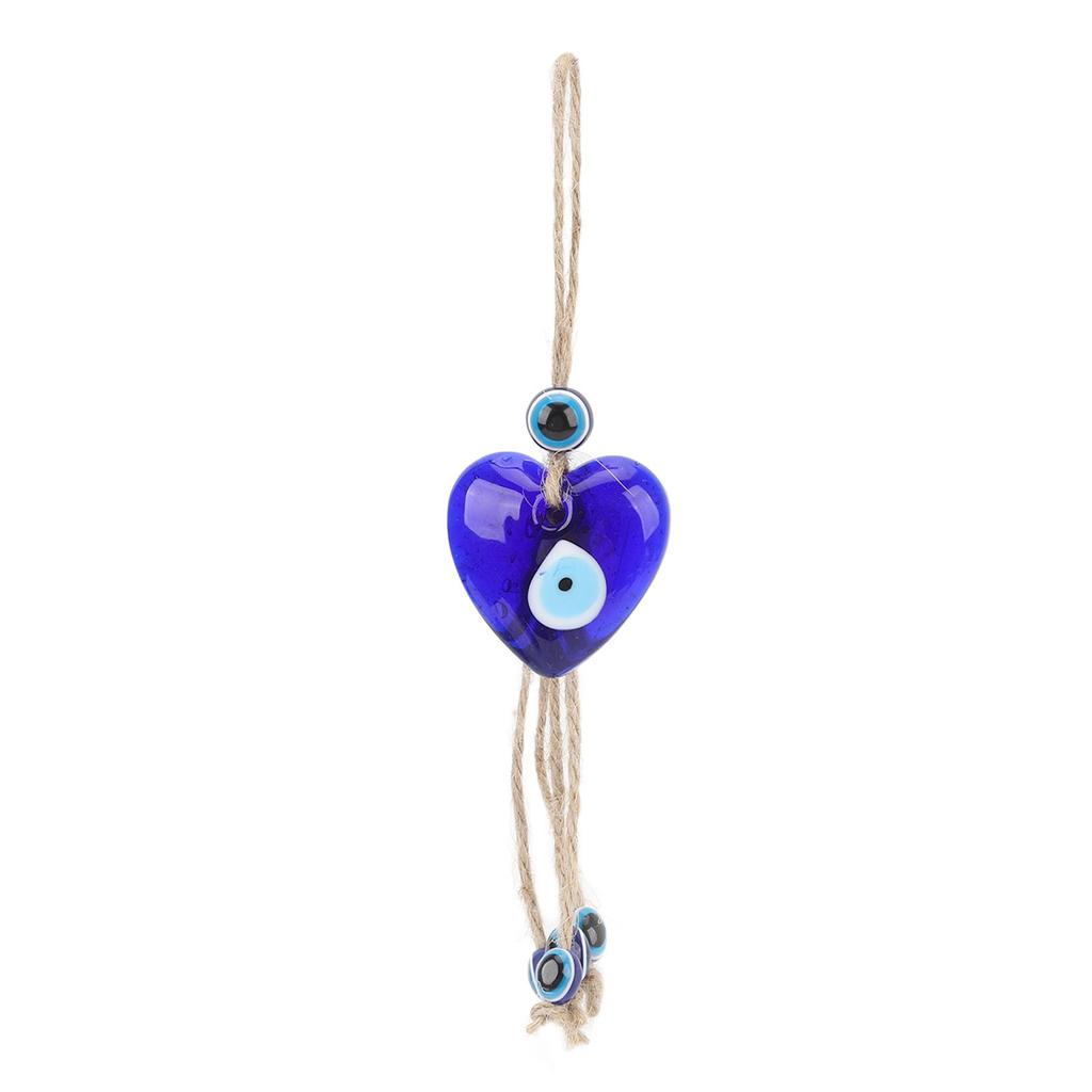 Woven Rope Pendant Blue Evil Eye Heart Shaped Ornament Hanging Decoration for Car Interior Clothing