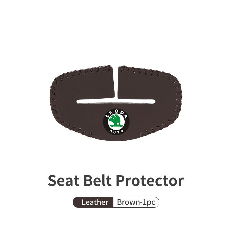 BHBD3 Car Seat Belt Buckle Cover Leather Protector Anti-collision Case For Skoda Kodiaq Fabia Kamiq Karoq Octavia 2 3 Rapid Scala