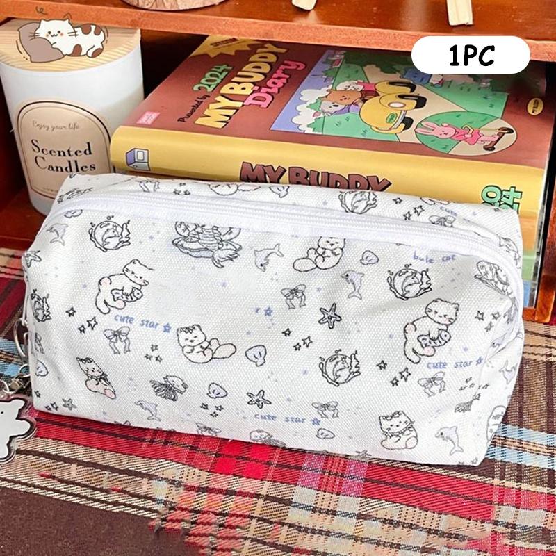 

1/2 шт. Милый пенал для котят «Океанский кот» большой вместимости, портативная сумка для хранения, косметичка для девочки, студенческий пенал для канцелярских товаров, подарки 1 PCS