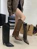 Pointed thin heel boots 2025 autumn new retro high heel trouser boots niche versatile high tube fashion boots women
