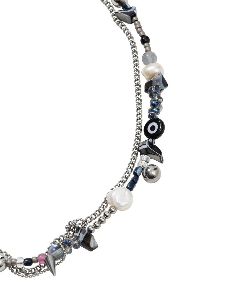 Ajobyajo Fresh Water Pearl Layered Necklace [Silver]