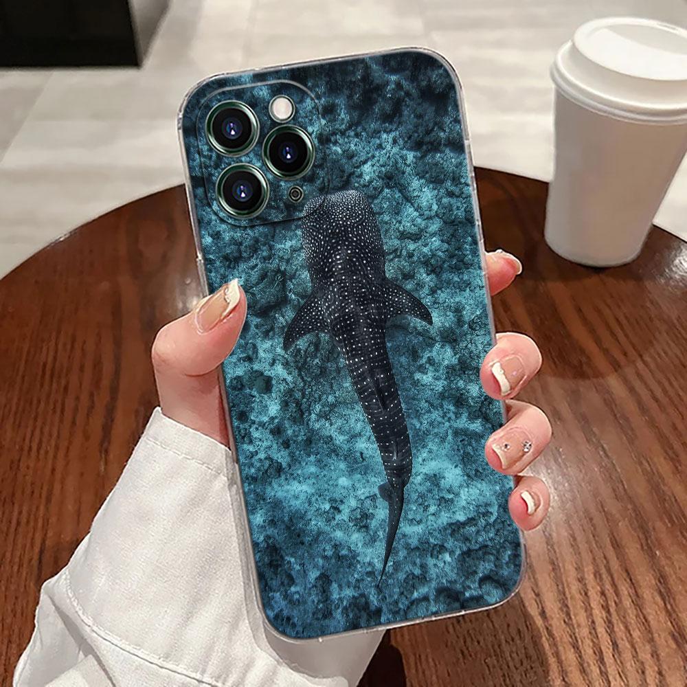 Ocean Whale Shark Swimming Case For Apple iPhone 17 16 15 14 13 12 11 Pro Max 16 Plus 16E 17Air 17Pro Phone Cover Silicone Funda