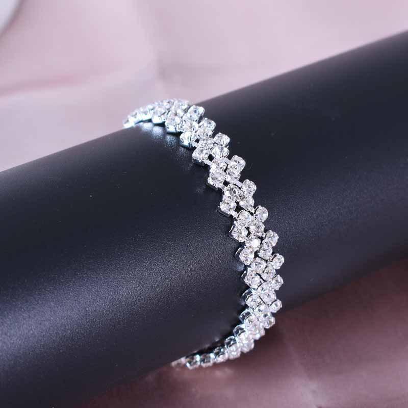 Accessorio per gioielli con braccialetto alla caviglia con strass leggeri, alla moda, con rombo e cavigliera