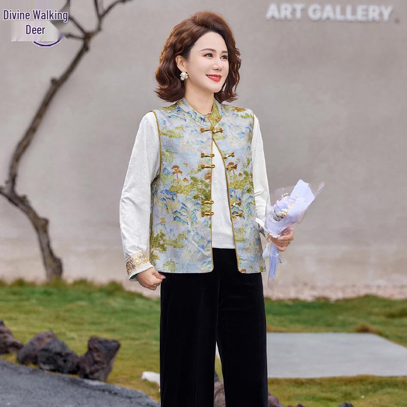 2026 New Chinese Style Spring Suit: Three-Piece Set for Middle-Aged and Elderly Women