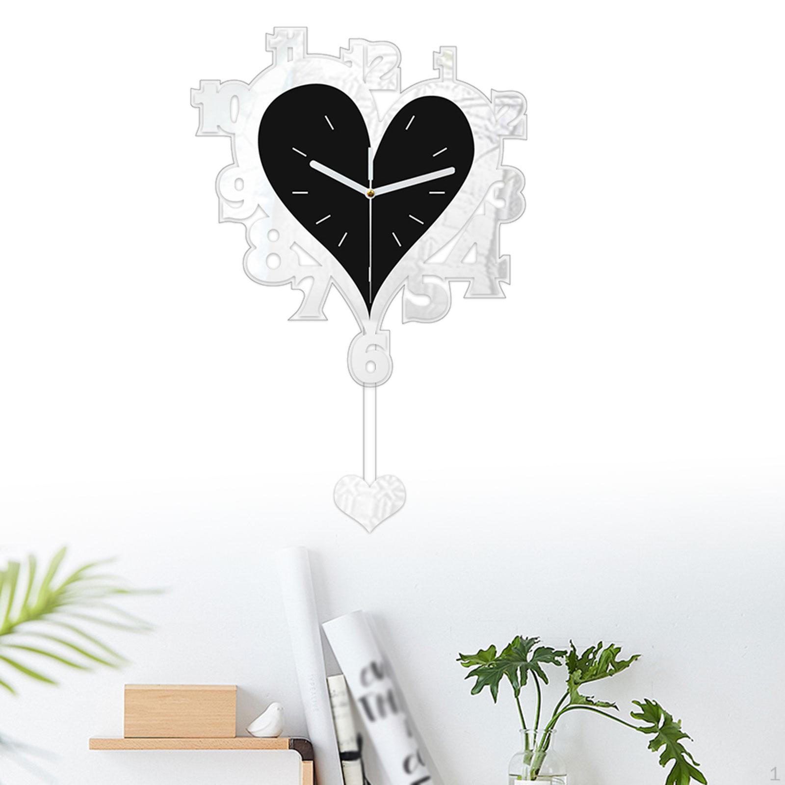 

Акриловые настенные часы в форме сердца, декоративные подвесные современные часы для гостиной, дома серебряный