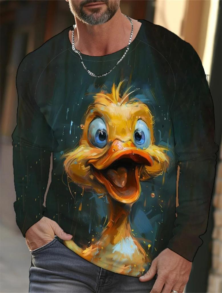 Men's Long Sleeve Shirt Fashion 3D Animal Print Top T-Shirt