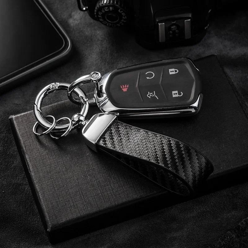 Car Sleek Carbon Fiber Style Keychain - 360° Rotatable, Universal Fit with Anti-Lost D-Ring, Durable for Men & Women Amagi
