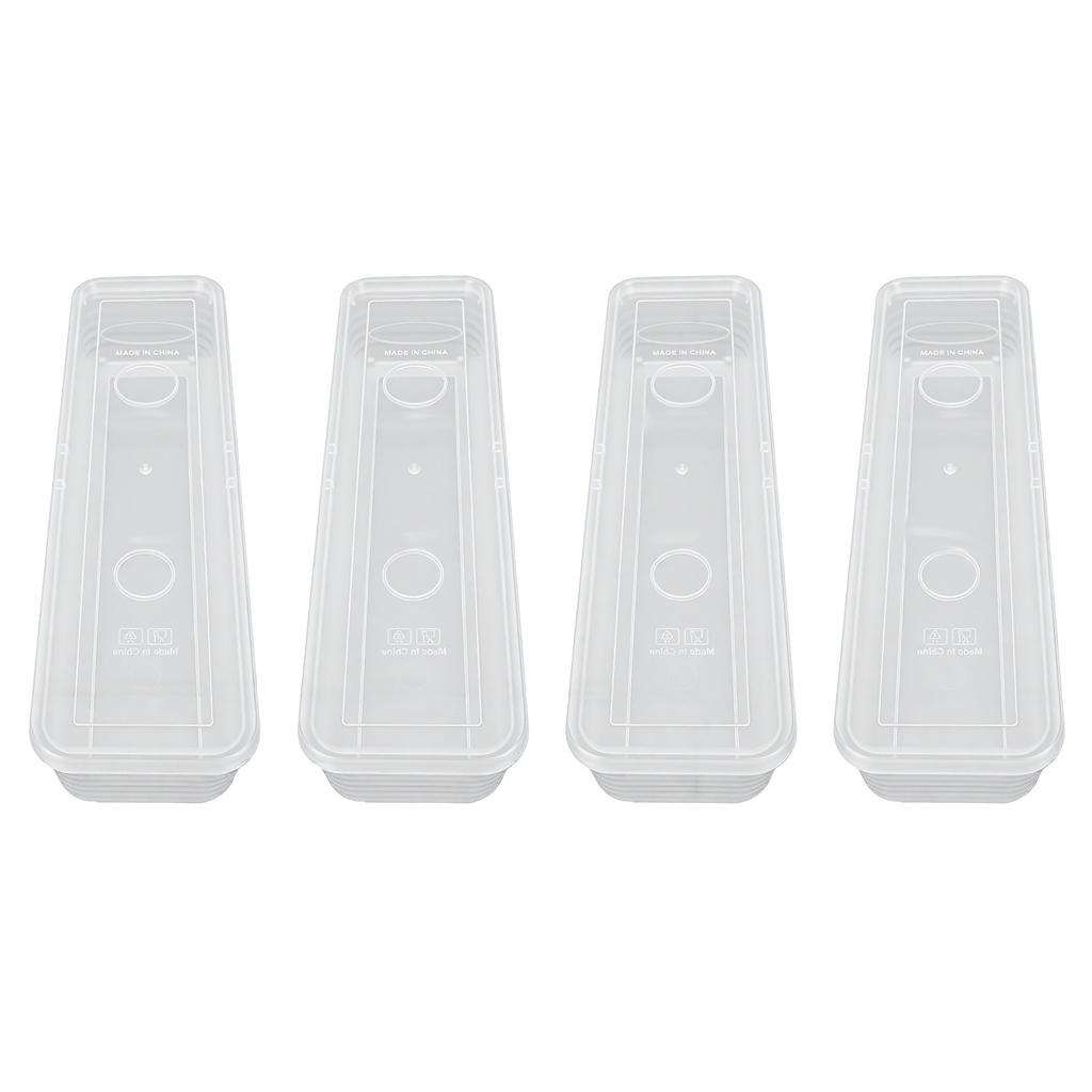 4PCS Rectangular Clear Storage Containers Stackable Fridge Organizer Bins for Onions Cilantro Garlic Pasta Eggs