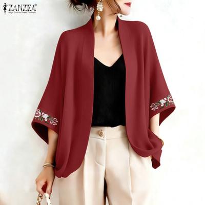 Womens Casual Open-front Loose 3/4 Sleeve Cardigan Cover Up Blouse