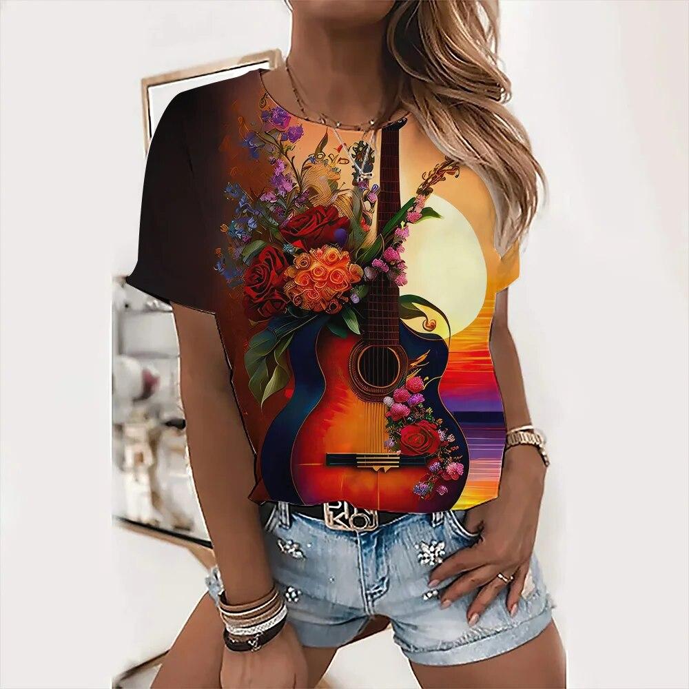 Летние модные футболки с 3D принтом виолончели — фото 10
