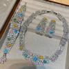 New Jewelry Set Full Of Zirconium Heavy Industry Exaggerated Fashion Banquet High-End Colored Treasure Necklace Earrings