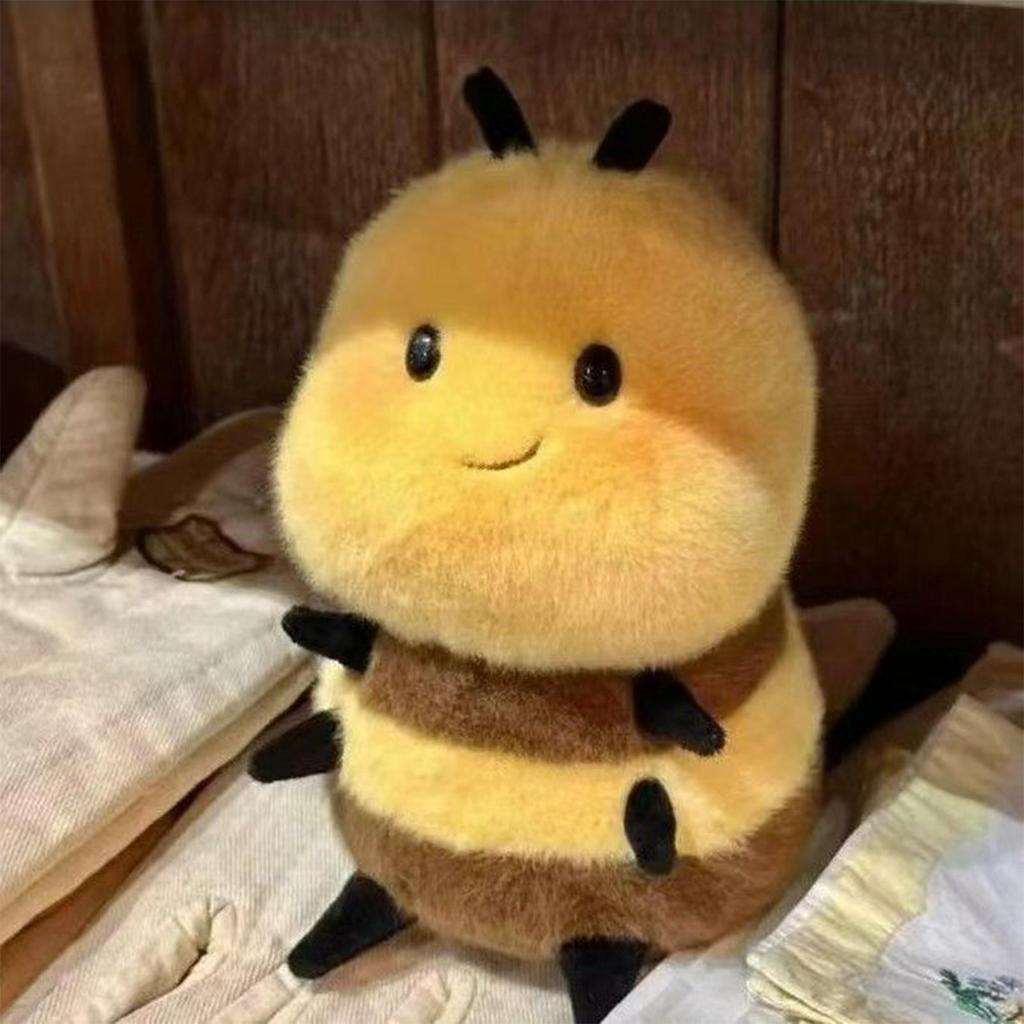 20CM 1PC Chubby Smiling Bee Plush Doll Realistic Collectible Figure Children Bedroom Nursery Sofa Car Baby Shower Birthday Gift