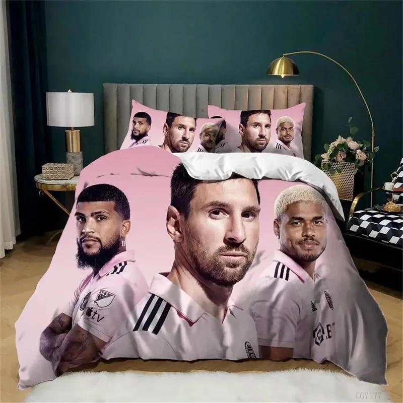 3D Football Star No.10 Bedding Set Teen Boys 3 Pieces Soccer Star Duvet Cover Set Soft And Breathable Comforter Cover Zipper