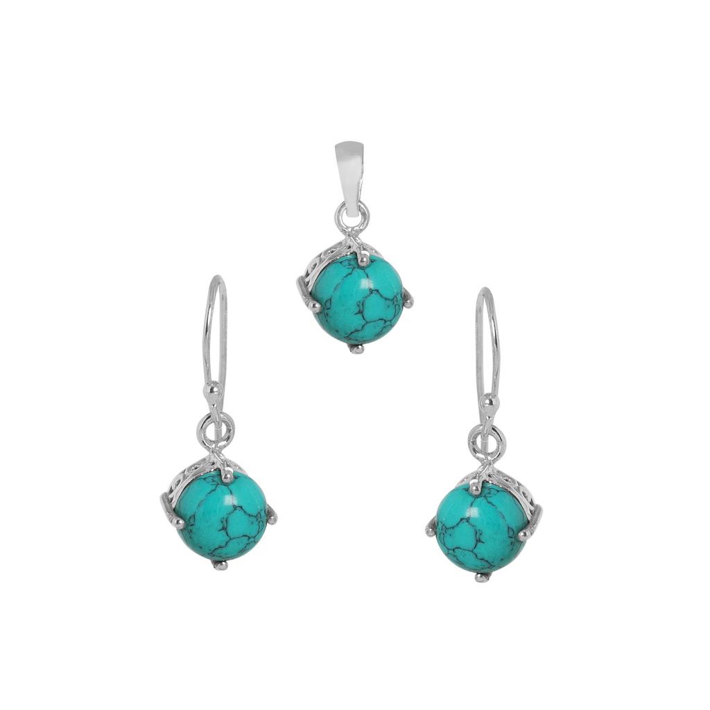 Turquoise Silver Pendant Earring Set, 925 Sterling Silver Handmade Jewelry, Silver Women Jewelry, Gift For Her An0449-160