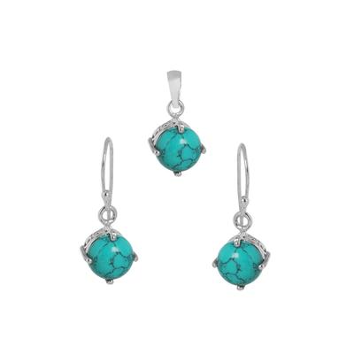 Turquoise Silver Pendant Earring Set, 925 Sterling Silver Handmade Jewelry, Silver Women Jewelry, Gift For Her An0449-160