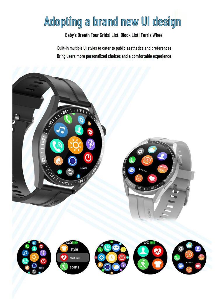 WH8 Smart Bluetooth Uhr: Herzfrequenzmesser, Musikwiedergabe, Runder Bildschirm, Multifunktion, Hohe Konfiguration.