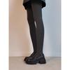 Sheepskin Version~ Leather Platform Muffin One-pedal Loafers Women's Retro British Black Versatile Small Leather Shoes Single Shoes