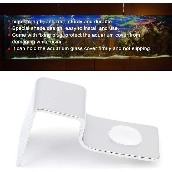 TOPINCN 4Pcs Aquarium Cover Bracket Stainless Steel Fish Glass Cover Clips Fish Lid Holder Support(10mm)
