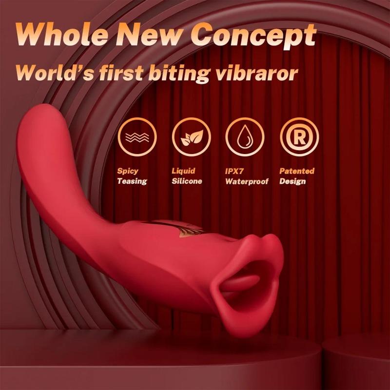 Tongue Licking Biting Vibrator for Women Oral Clitoris Nipple AnalStimulator Vagina Vibrators Female Masturbator Adult Sex Toy