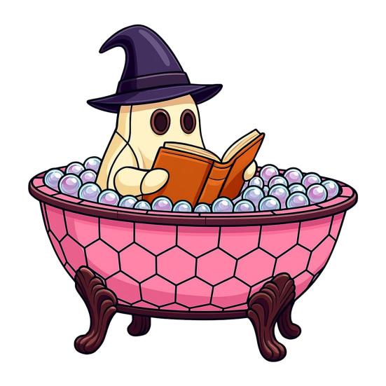 Halloween Ghost Bubble Bath Lamp Spooky Reading Book Cartoon Ghost Decorative Lamp Home Office Desktop Decoration