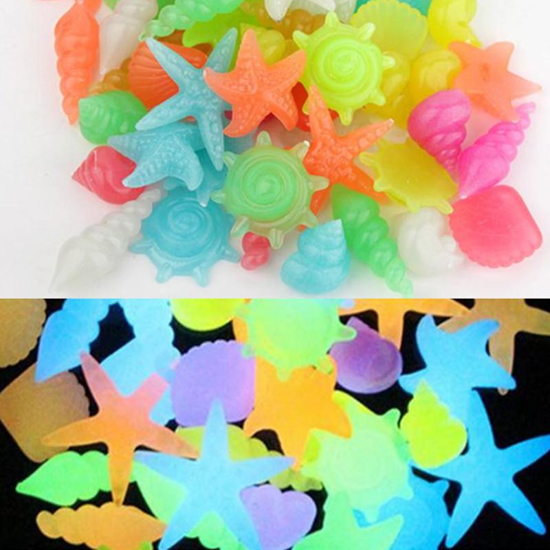 

2-3cm Fluorescent Shell Snail Starfish Colorful Plastic Aquarium Decor 10 pcs Colorful