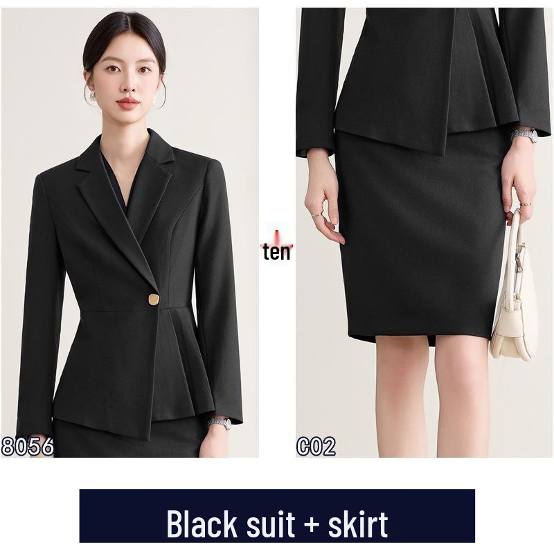 Elegant Black Long-Sleeve Professional Women's Suit Jacket for Beauty Salons