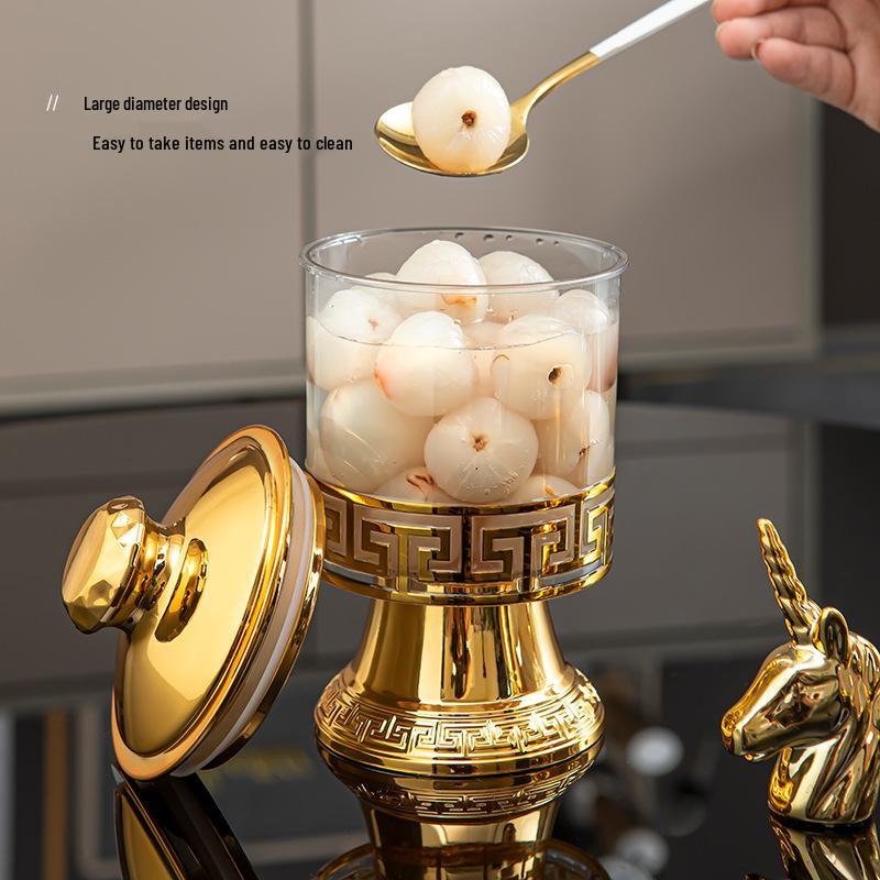 Round Clear Lid Jar for Dried Fruits and Kitchen Storage - Light Luxury Design