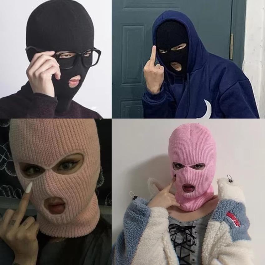 1 Pcs Unisex Motorcycle Cycling Skiing Breathable Cap 3 Holes Balaclava Full Face Mask Winter Windproof Ski Warm Hat
