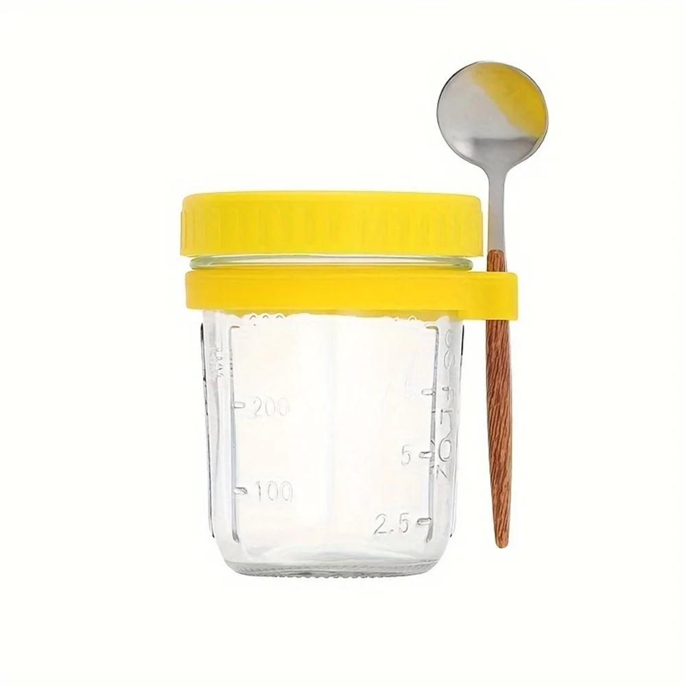 1Set Cup 350ML Overnight Oat Cup Glass With Lid And Spoon Seal Food Breakfast Cup Portable Cereal Milk Salad Yogurt Cup Kitchen