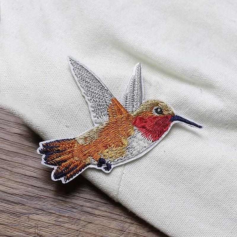 1Pair Hummingbird Embroidered Patches Applique Clothing Patch Decoration