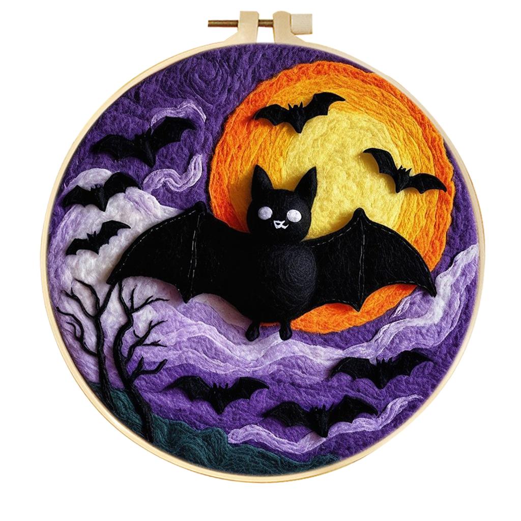 CHENISTORY Painting DIY Wool Embroidery Kit Creative Halloween DIY Wool Needle Felt Picture Craft Painting Gift Felt Needlework
