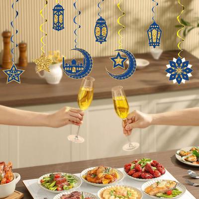 Ramadan Mubarak Decoration Arabian Nights Party Decoration Swirls Hanging Ornament for Eid and Moroccan Celebration