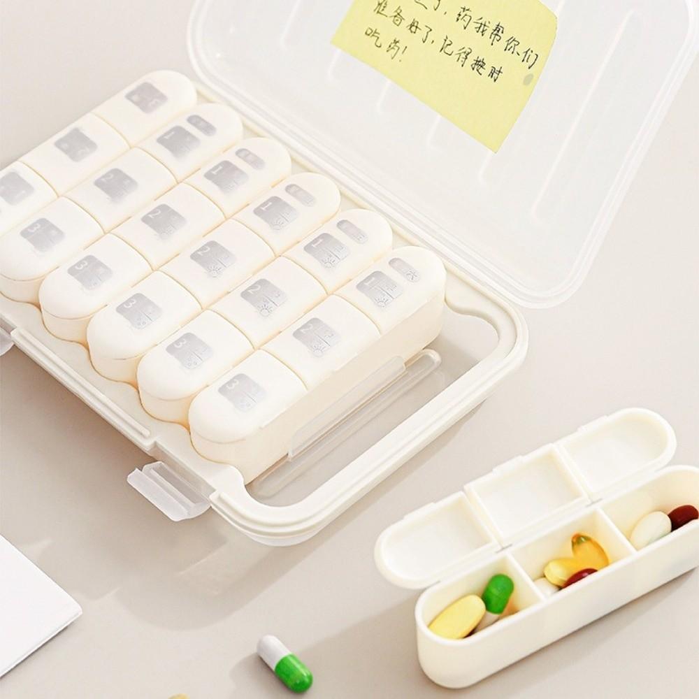 Creative 21 Grids Weekly Pill Box Moisture-Proof Sealed Pill Organizer with Lid Large Capacity Pill Dispenser for Home&Travel