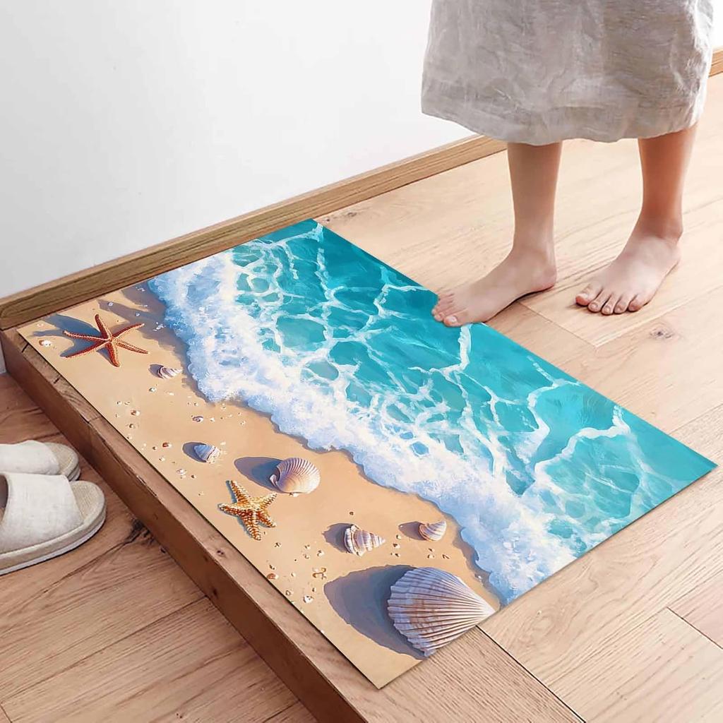 Spiaggia Oceanica Stella Marina Conchiglia Benvenuto Ingresso Zerbino Decorazioni per la Casa Corridoio Cucina Balcone Tappeti Camera da Letto Tappetino Antiscivolo Pavimento Decorazione