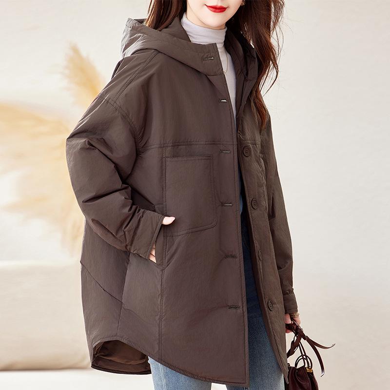 

Женская зимняя стеганая хлопковая куртка средней длины 2024 года - Легкая, стильная, больших размеров L (120-135 lbs)