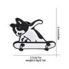 Funny Skateboarding Dog Enamel Brooches Black Puppy Pins For Pet Lovers Backpack Bag Hat Jewlery Gift