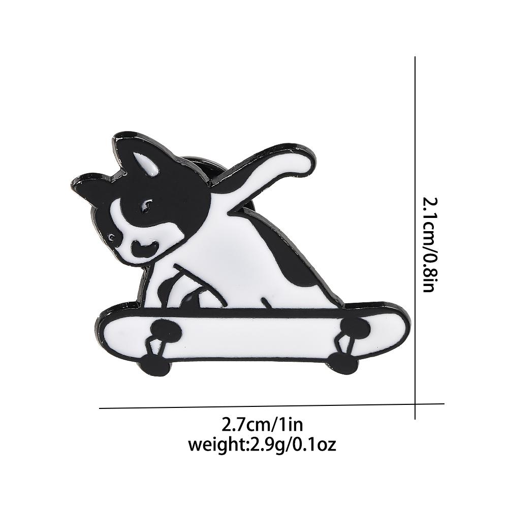 Funny Skateboarding Dog Enamel Brooches Black Puppy Pins For Pet Lovers Backpack Bag Hat Jewlery Gift