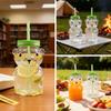500mL Bear Shaped Food Grade Plastic Cup W/ Blue Lid - Perfect for Juice Cocktails Coffee & Milk - Ideal for Home & Restaur Y3I6