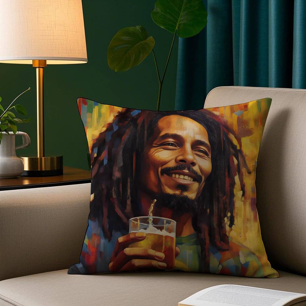 Singer Reggae Rock Pillow Case Short Plush Print Cushion Cover Square Throw Pillow Covers Sofa Home Decor