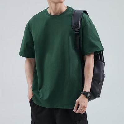 Men Solid Color T-Shirt Round Neck Short Sleeve Summer Tee Casual Loose Fit Tee Shirt for Daily Life Parties Street Beachwear