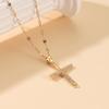 European and American Ins Cross Necklace, Personalized Design, High-end Light Luxury Copper Inlaid Zircon Short Collarbone Chain